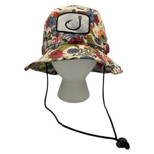 Avid Fishing Floral Bucket Sun Hat Drawstring Colorful Outdoor Lightweight